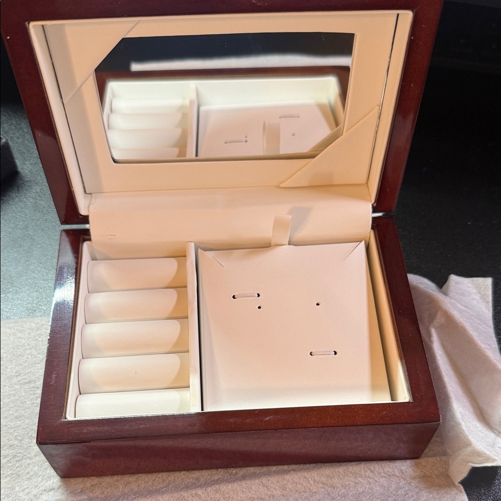 Wooden Jewelry Box with Mirror